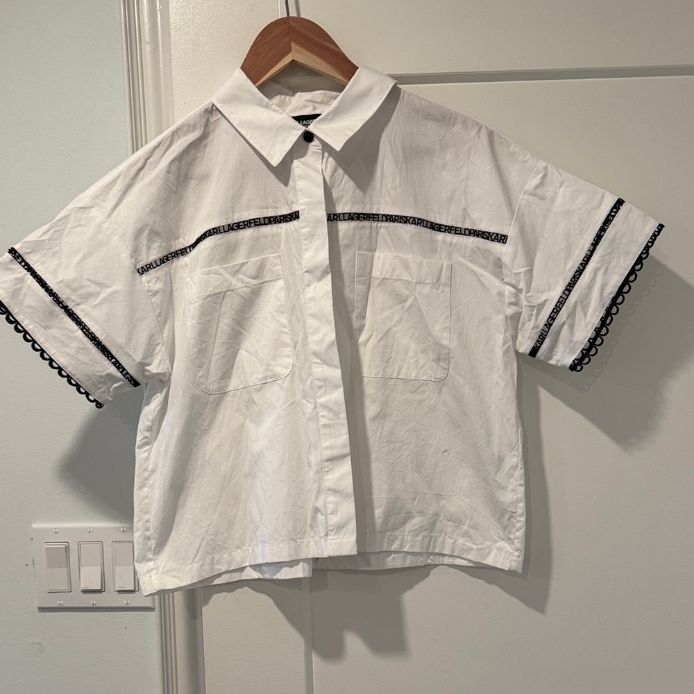 Karl Lagerfeld White Shirt with Black Accents